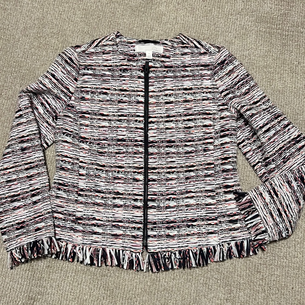 NWOT Emerson Rose Tweed Jacket with Fringe - Size M